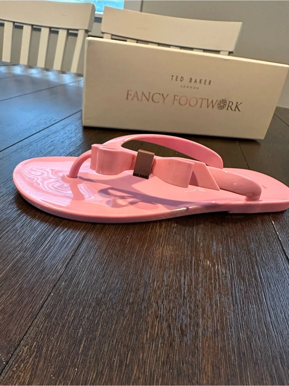 Ted Baker Fancy Footwork Pink Bow Jelly Sandals with Box